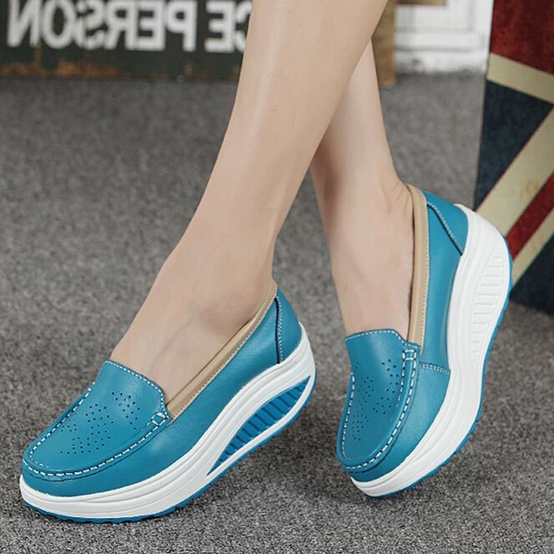 genuine leather nurse swing work wedges women shoes