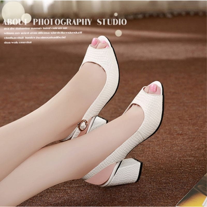 Genuine Leather Open Toe Summer Women High Heel HIGH HEELS