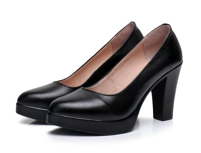 Genuine Leather Pointed Toe Women Pumps 9CM / 7.5 HIGH HEELS