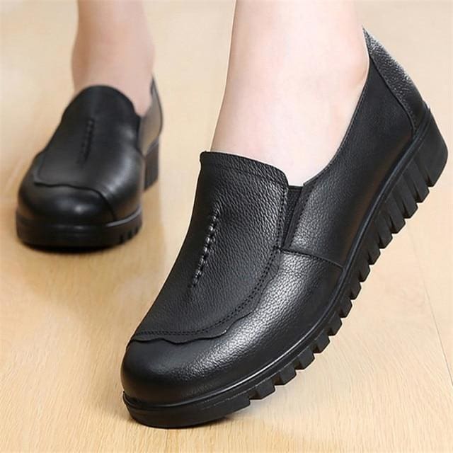genuine leather round toe hard-wearing light loafers