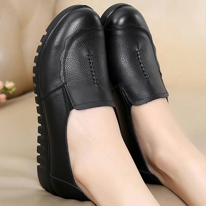 genuine leather round toe hard-wearing light loafers