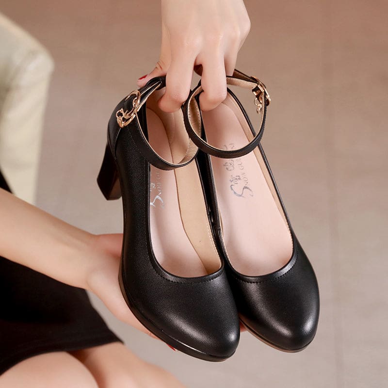 genuine leather round toe work shoe