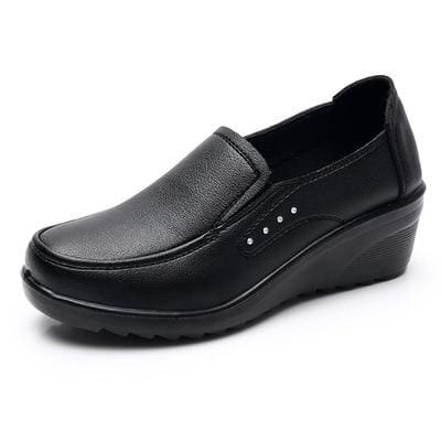 genuine leather slip on comfortable women shoes