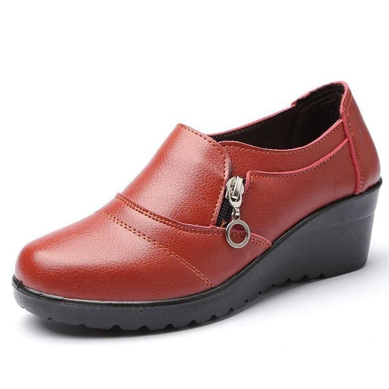 genuine leather slip on comfortable women shoes