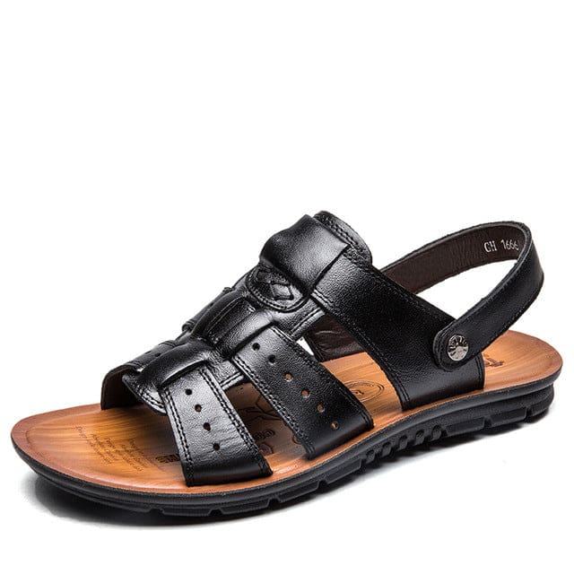 men sandals natural leather soft sole casual shoes comfortable outdoor beach sandals shoes summer men's slipper plus size 38-48