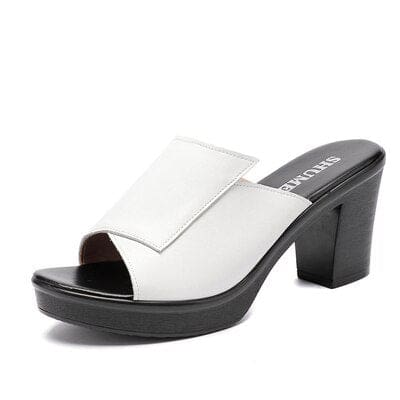 Genuine Leather Summer Ladies High Heels white / 8.5 HIGH HEELS
