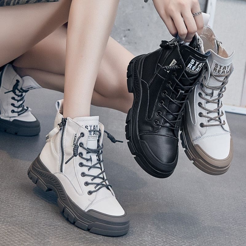 Genuine Leather Thick Sole Women Ankle Boots WOMEN BOOTS