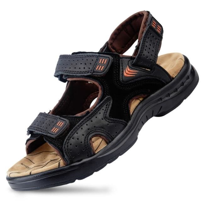 genuine suede leather male summer sandals