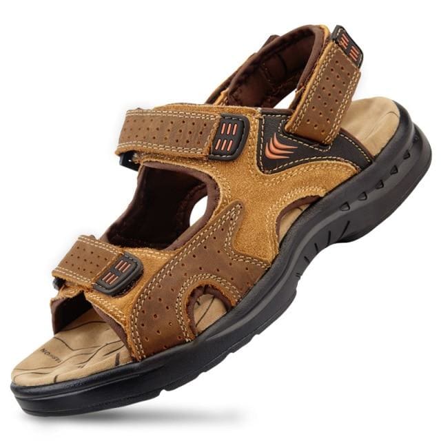 genuine suede leather male summer sandals