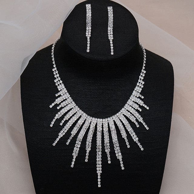 Geometric Rhinestone Long Tassel Women Jewelry Sets DTL134 JEWELRY SETS