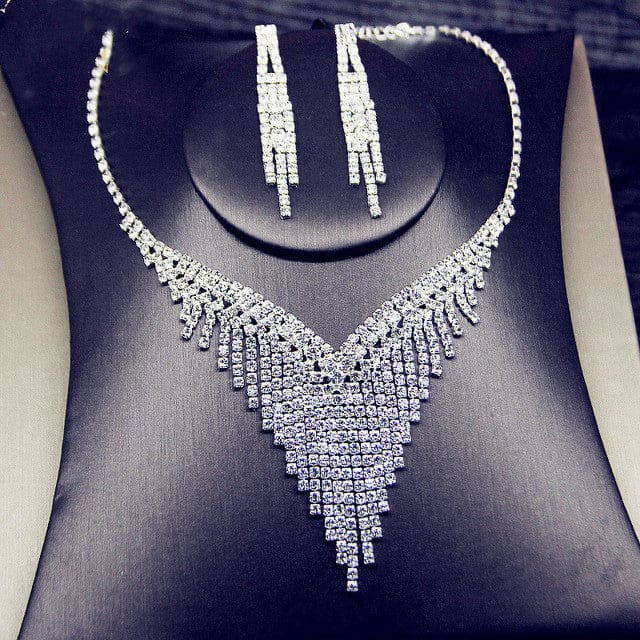 Geometric Rhinestone Long Tassel Women Jewelry Sets TL06 JEWELRY SETS