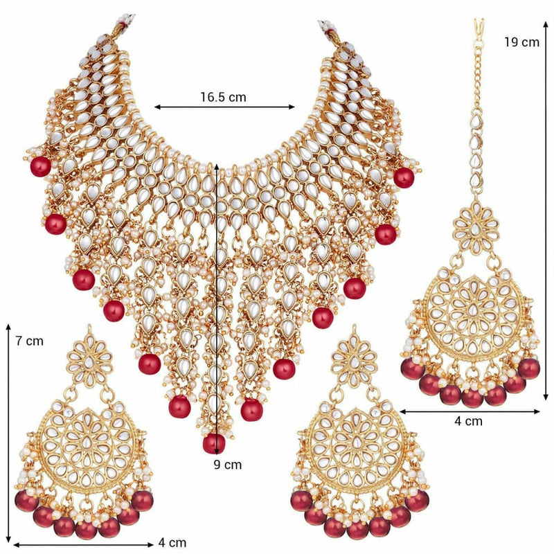 gold plated choker necklace earrings set wedding bridal indian fashion jewelry