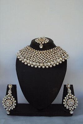 gold plated designer pearl bridal necklace set