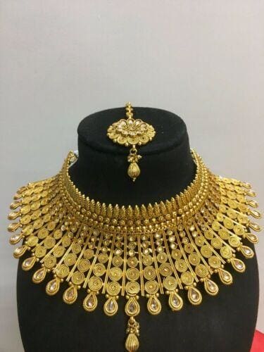 gold plated ethnic indian wedding jewelry set