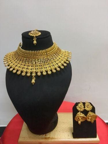 gold plated ethnic indian wedding jewelry set gold