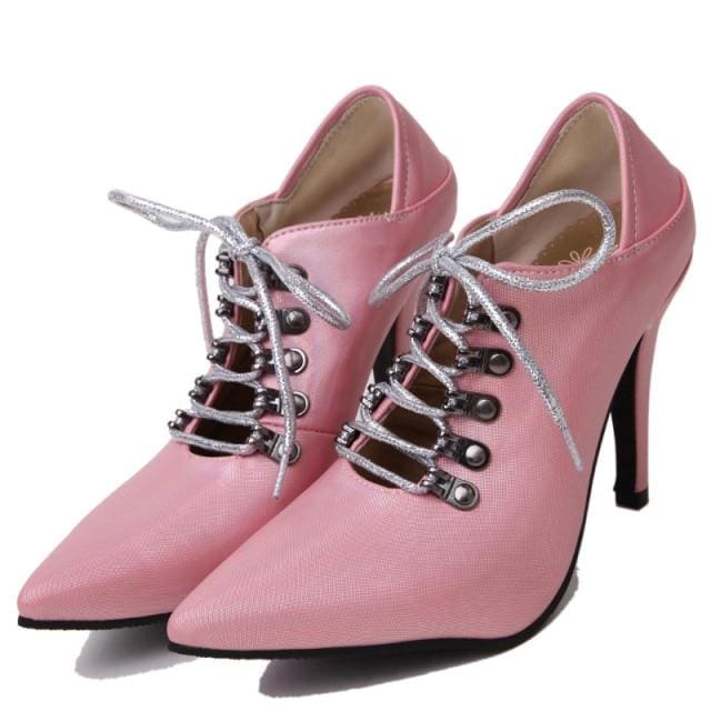 gothic ladies fashion pointed toe cross tied extreme high heels