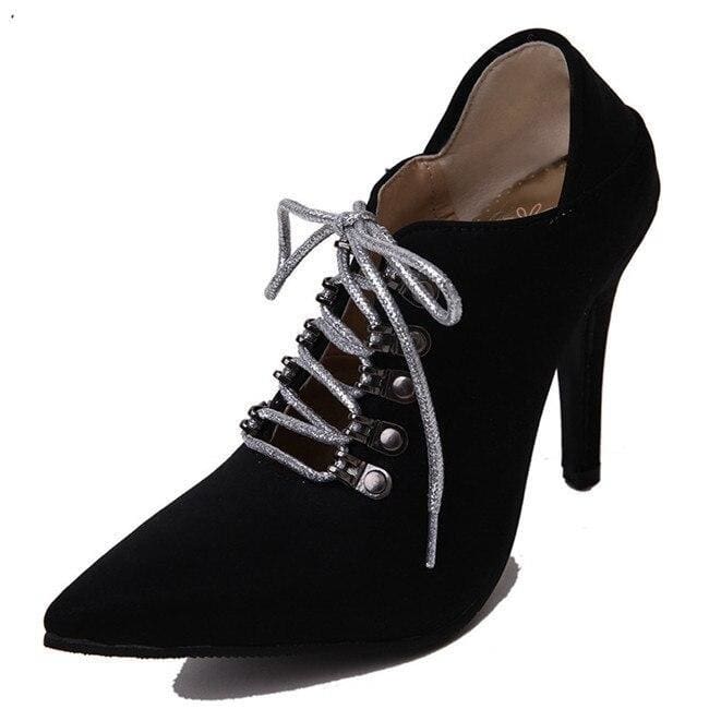 gothic ladies fashion pointed toe cross tied extreme high heels