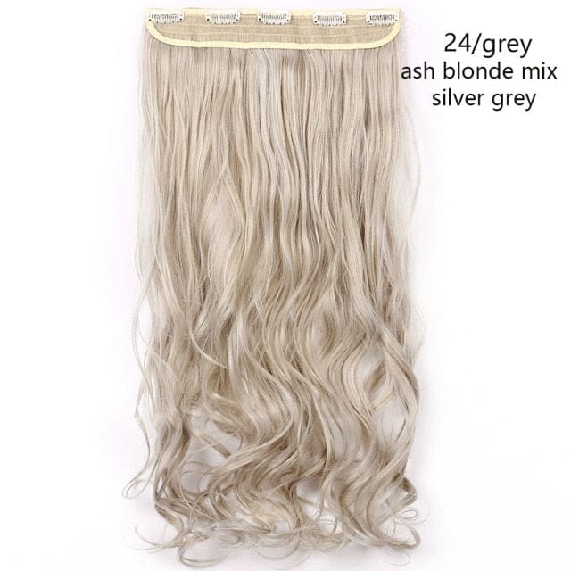 hairro synthetic 23inch long wavy clip in hair extension 24-grey / 23inches