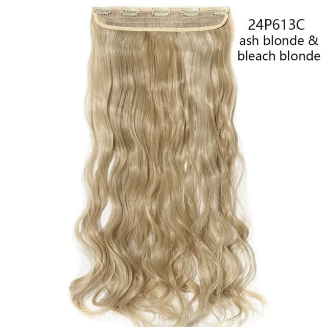 hairro synthetic 23inch long wavy clip in hair extension 24p613c / 23inches