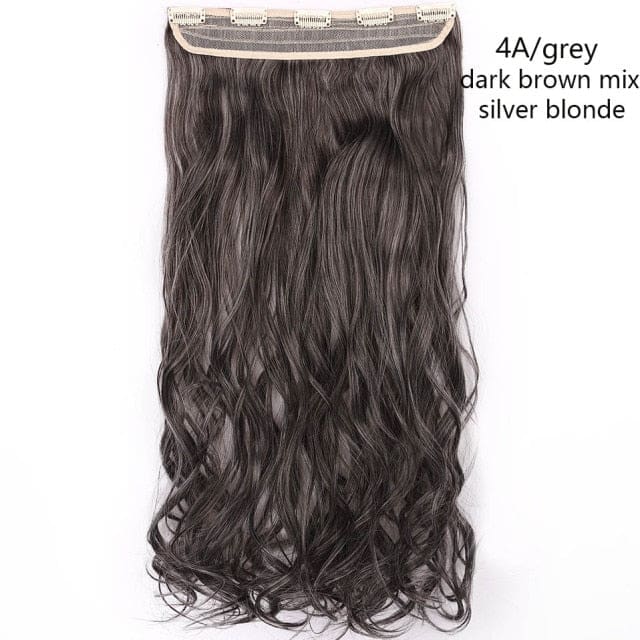 hairro synthetic 23inch long wavy clip in hair extension 4a-grey / 23inches