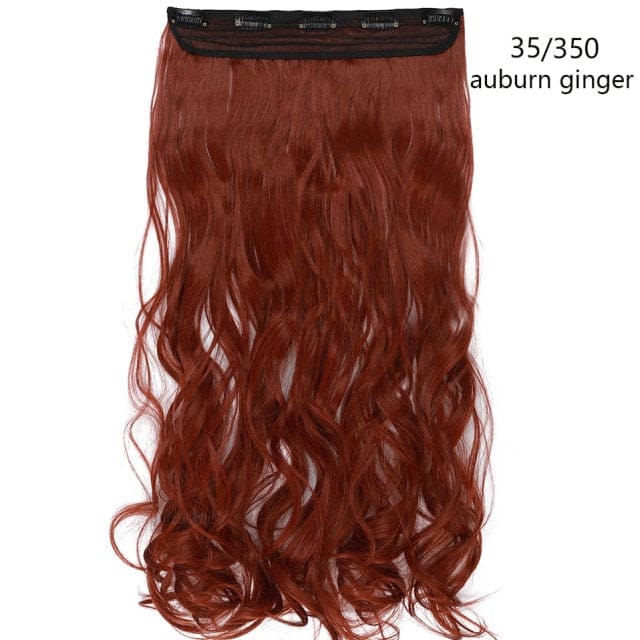 hairro synthetic 23inch long wavy clip in hair extension auburn ginger / 23inches