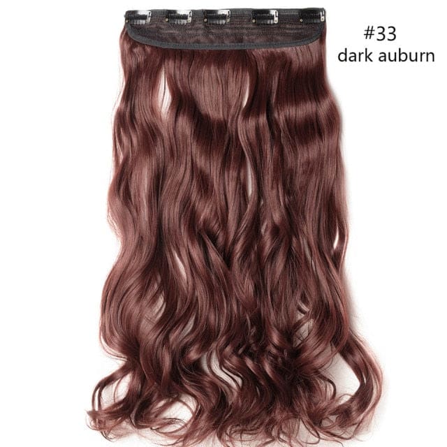 hairro synthetic 23inch long wavy clip in hair extension dark auburn / 23inches