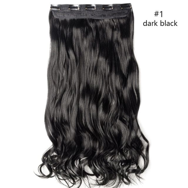 hairro synthetic 23inch long wavy clip in hair extension dark black / 23inches