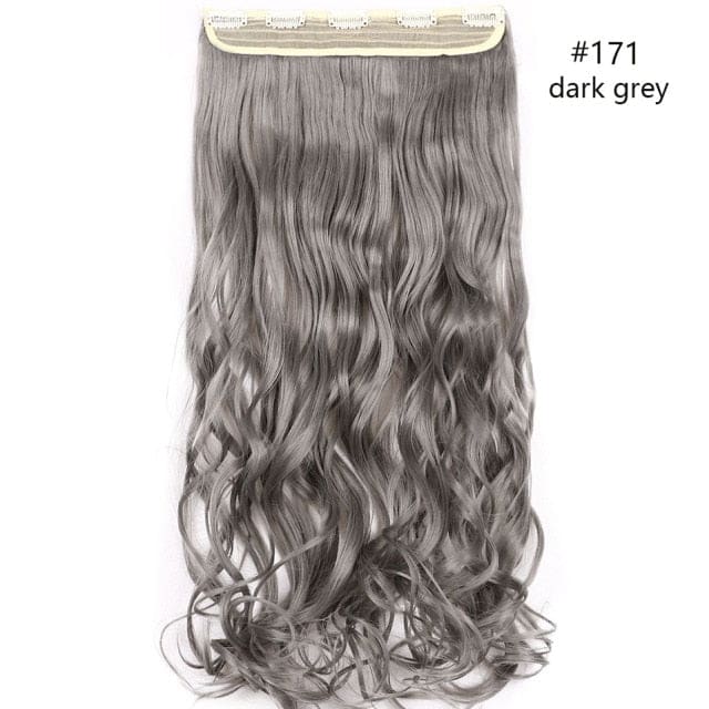 hairro synthetic 23inch long wavy clip in hair extension dark grey / 23inches