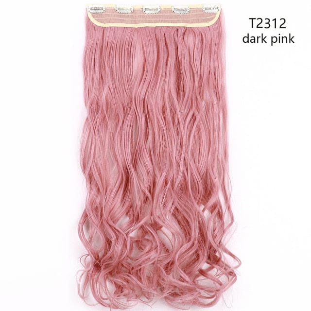 hairro synthetic 23inch long wavy clip in hair extension dark pink / 23inches
