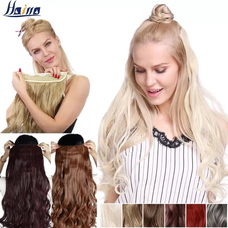 hairro synthetic 23inch long wavy clip in hair extension