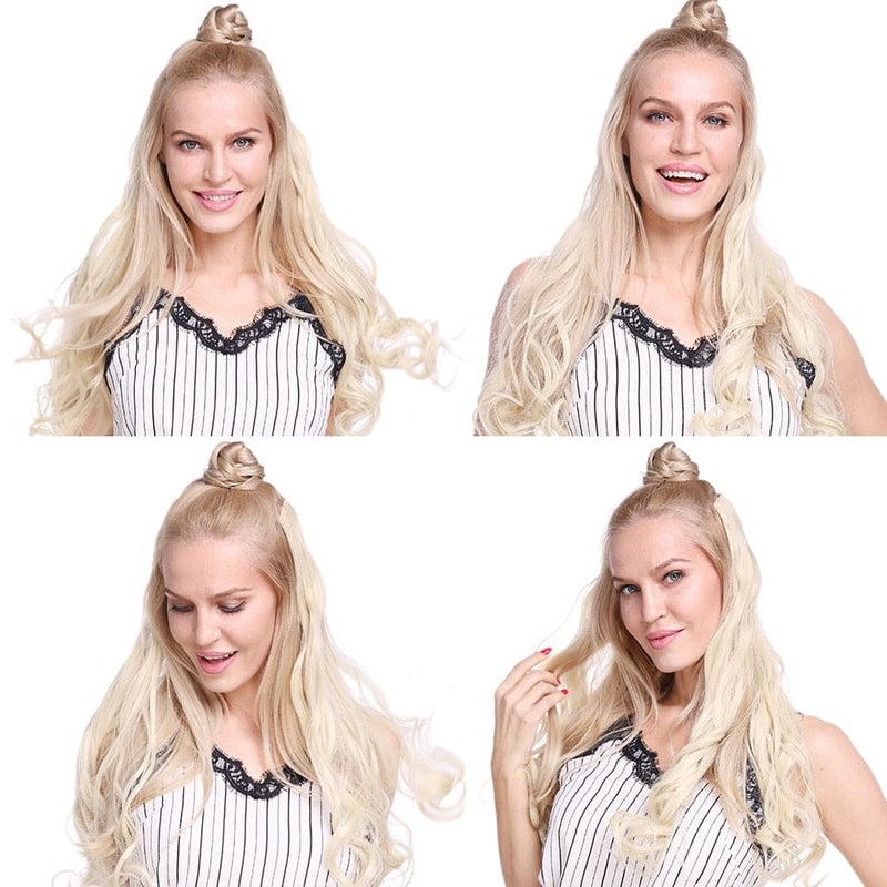 hairro synthetic 23inch long wavy clip in hair extension