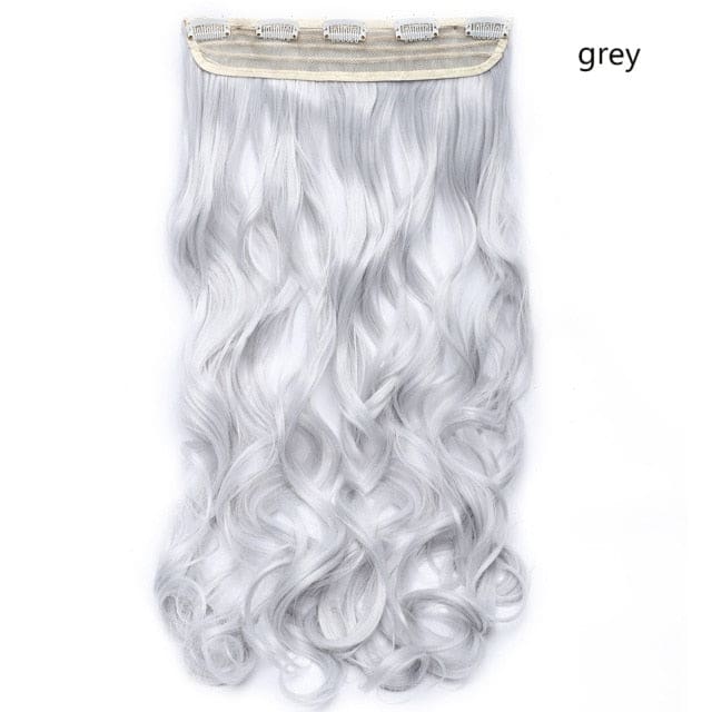 hairro synthetic 23inch long wavy clip in hair extension grey / 23inches