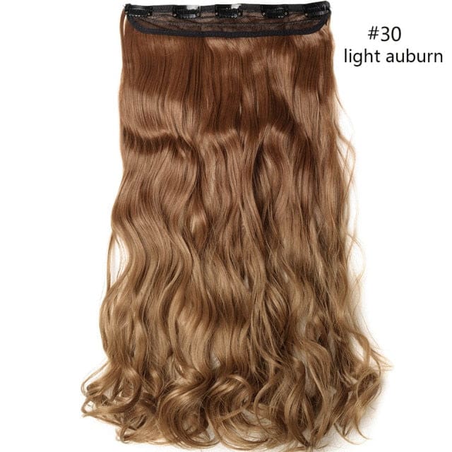 hairro synthetic 23inch long wavy clip in hair extension light auburn / 23inches