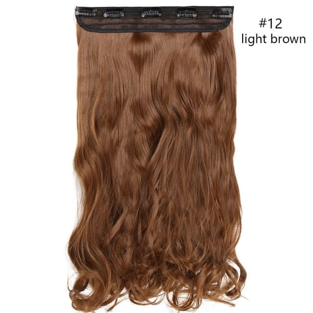 hairro synthetic 23inch long wavy clip in hair extension light brown / 23inches