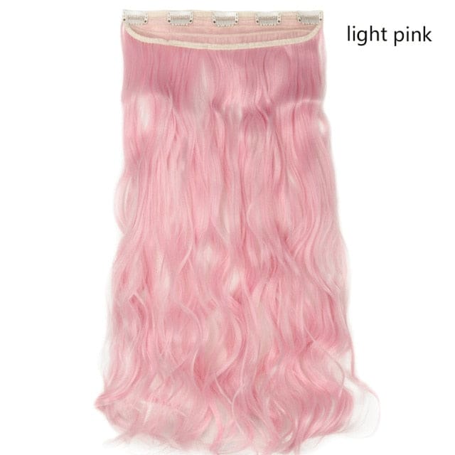 hairro synthetic 23inch long wavy clip in hair extension light pink / 23inches