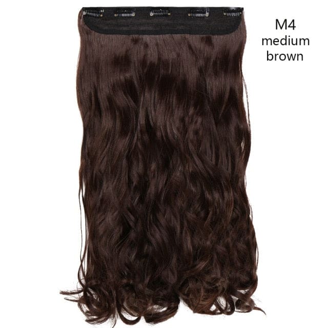 hairro synthetic 23inch long wavy clip in hair extension medium brown / 23inches