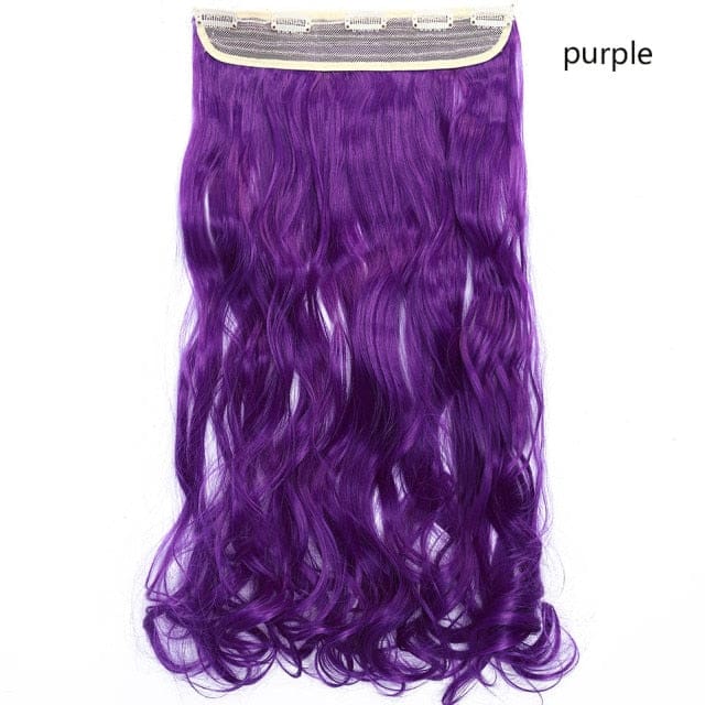 hairro synthetic 23inch long wavy clip in hair extension purple / 23inches