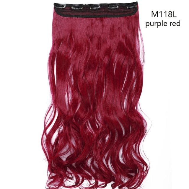 hairro synthetic 23inch long wavy clip in hair extension purple red / 23inches