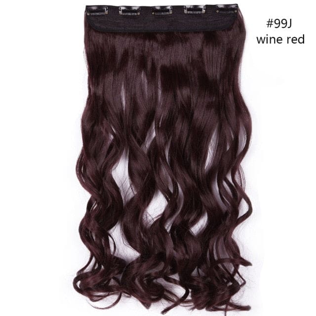 hairro synthetic 23inch long wavy clip in hair extension wine red / 23inches