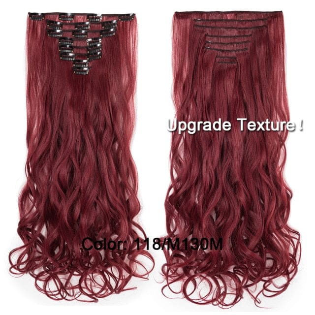 hairro synthetic 36 colors long straight hair extensions clips in high temperature fiber 118-m130m 200661239 / 24inches