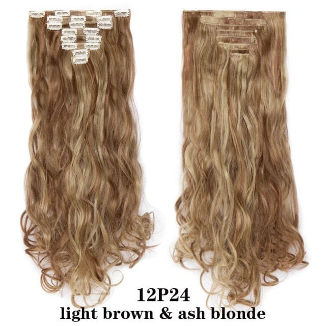 hairro synthetic 36 colors long straight hair extensions clips in high temperature fiber 12p24 201299537 / 24inches