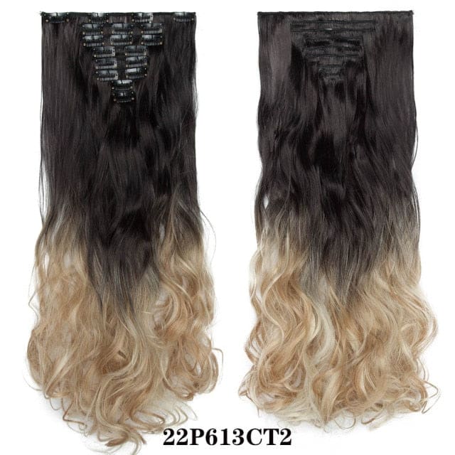 hairro synthetic 36 colors long straight hair extensions clips in high temperature fiber 22p613ct2 200661230 / 24inches
