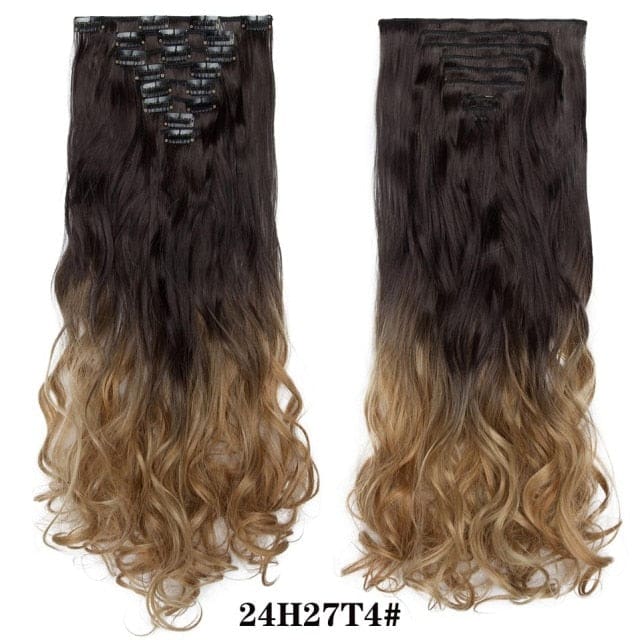 hairro synthetic 36 colors long straight hair extensions clips in high temperature fiber 24h27t4 200744464 / 24inches