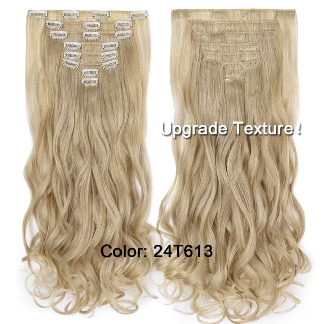 hairro synthetic 36 colors long straight hair extensions clips in high temperature fiber 24t613 200661236 / 24inches