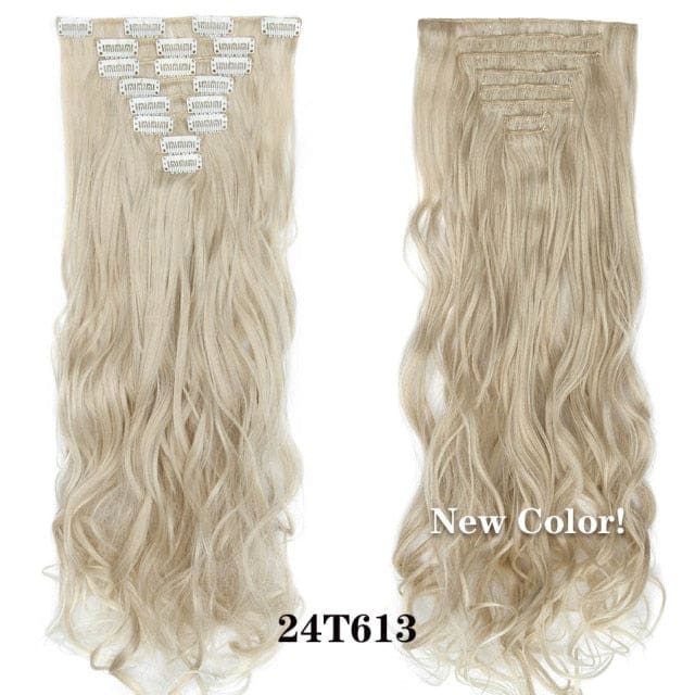 hairro synthetic 36 colors long straight hair extensions clips in high temperature fiber 24t613 200744751 / 24inches