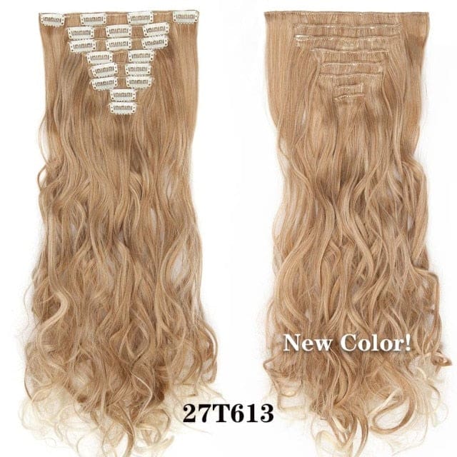 hairro synthetic 36 colors long straight hair extensions clips in high temperature fiber 27t613 200744752 / 24inches