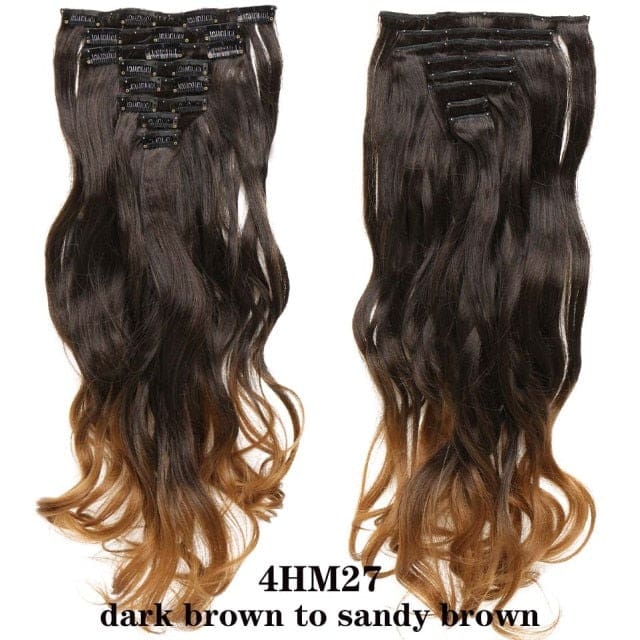 hairro synthetic 36 colors long straight hair extensions clips in high temperature fiber 4hm27 200744463 / 24inches