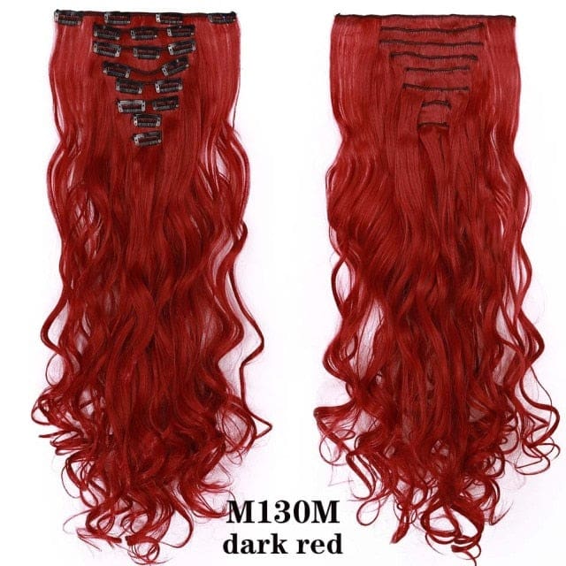 hairro synthetic 36 colors long straight hair extensions clips in high temperature fiber dark red 200744739 / 24inches