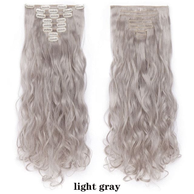 hairro synthetic 36 colors long straight hair extensions clips in high temperature fiber light grey 200744744 / 24inches
