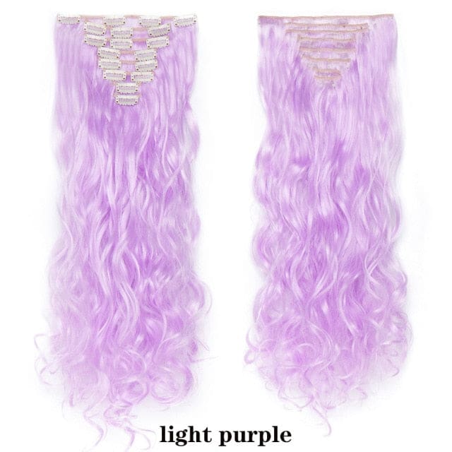hairro synthetic 36 colors long straight hair extensions clips in high temperature fiber light purple 200744743 / 24inches